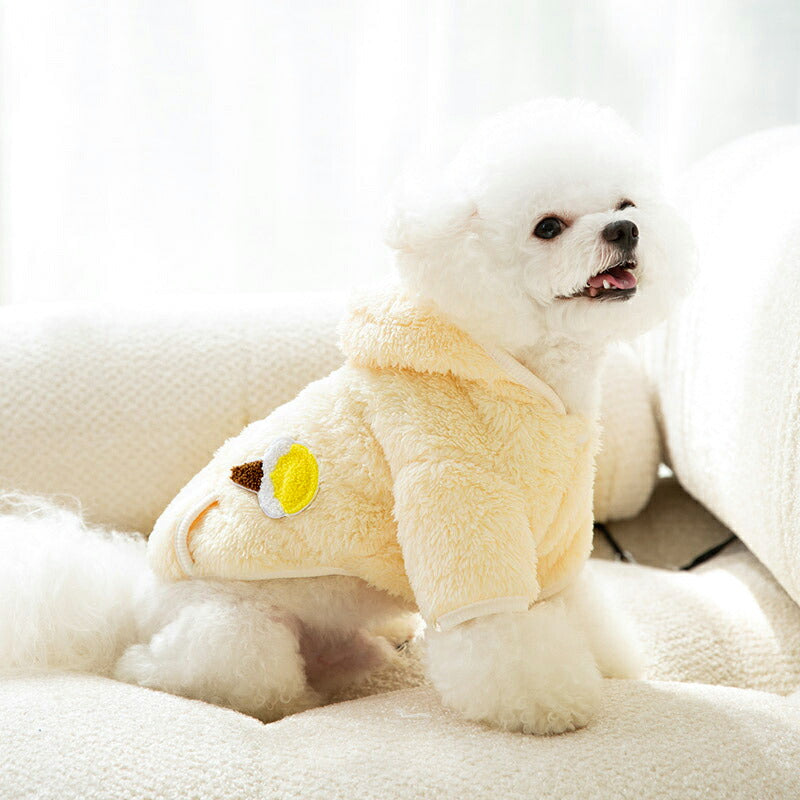 【犬服 犬 服 犬の服 秋服 冬服用】アイスクリームボアパーカー【前開き ボタン スイーツ ふわふわあったか 防寒ドッグ ペット ウェア ダックス トイプードル チワワ タムベディかわいい マルチーズ】[CN]