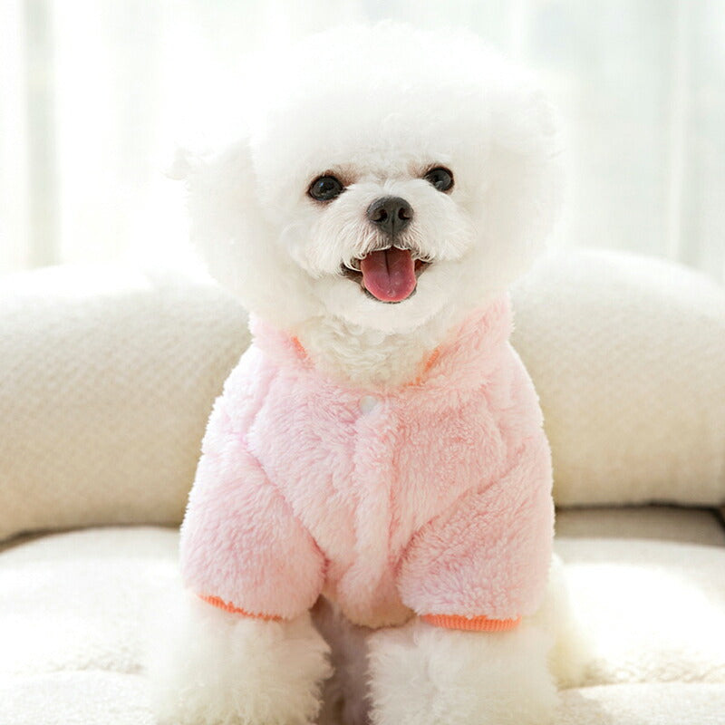 【犬服 犬 服 犬の服 秋服 冬服用】アイスクリームボアパーカー【前開き ボタン スイーツ ふわふわあったか 防寒ドッグ ペット ウェア ダックス トイプードル チワワ タムベディかわいい マルチーズ】[CN]