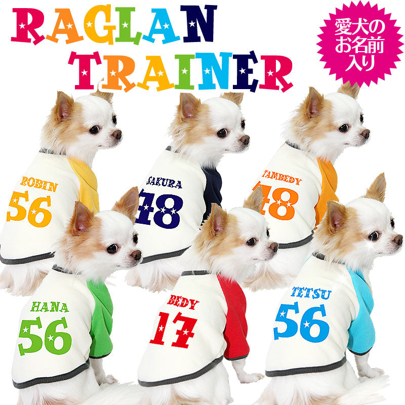 【犬服 犬 服 犬の服 名入れ】愛犬のお名前入り 背番号＋お名前 ラグラントレーナー【ドッグウェア ペット ドクロ ダックス トイプードル チワワ おしゃれ パピヨン タムベディ】[GI](O/F/RA/L/)