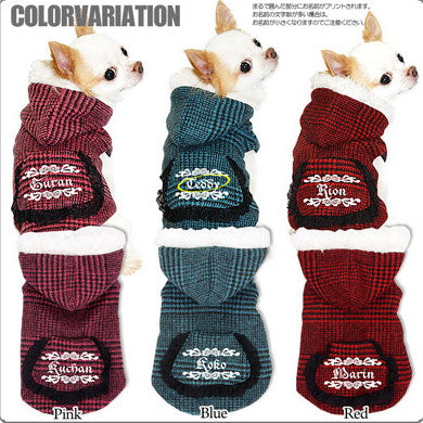 【犬服 犬 服 犬の服 名入れ】愛犬のお名前入り 千鳥チェック コート[GI]【ドッグウェア アウター トイプードル チワワ ダックス おしゃれ ヨーキー タムベディ】