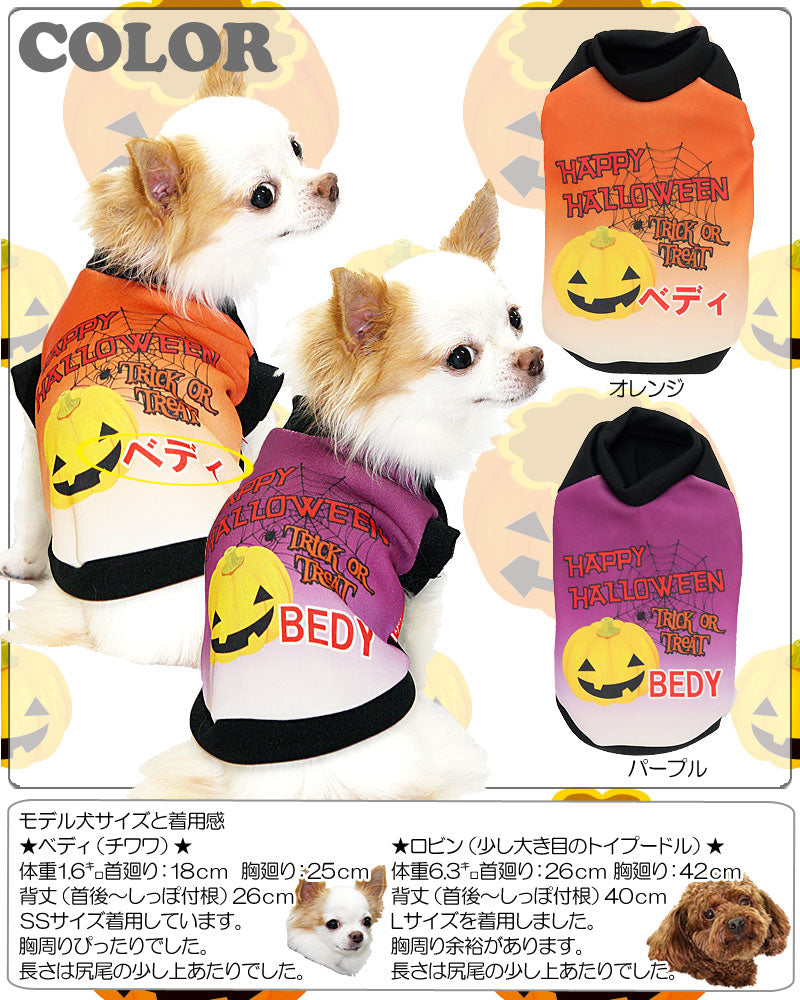 【犬服 犬 服 犬の服 名入れ ハロウィン 秋服 冬服用】愛犬のお名前入り ハロウィン パンプキンパーティ【ドッグウェア かぼちゃ ジャックオランタン おばけ チワワ ダックス トイプードル タムベディ】(S/3/RI/H/)