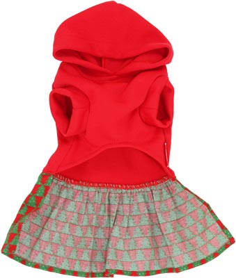 【犬服 犬 服 秋冬 犬の服 名入れ】愛犬のお名前入り ハッピーツリー つなぎ＆ワンピース[GI]【クリスマス ドッグウェア ペット リボン トイプードル チワワ ダックス おしゃれ ポメラニアン タムベディ】(L/)