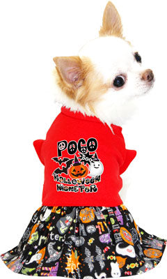 【犬服 犬 服 犬の服 名入れ ハロウィン 秋服 冬服用】愛犬のお名前入り ハロウィンモンスター ワンピース【ドッグウェア かぼちゃ ジャックオランタン ダックス トイプードル チワワ かわいい タムベディ】[GI](L/)