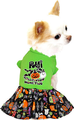 【犬服 犬 服 犬の服 名入れ ハロウィン 秋服 冬服用】愛犬のお名前入り ハロウィンモンスター ワンピース【ドッグウェア かぼちゃ ジャックオランタン ダックス トイプードル チワワ かわいい タムベディ】[GI](L/)