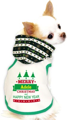 【犬服 犬 服 秋冬 犬の服 名入れ クリスマス秋服 冬服用】愛犬のお名前入り ベストウィッシュ パーカー クリスマス【ドッグウェア ツリー チワワ ダックス トイプードル おしゃれ パグ タムベディ】(O/3/T/H/)