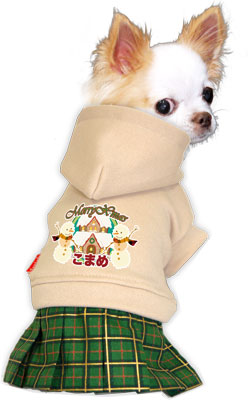 【犬服 犬 服 秋冬 犬の服 名入れ 秋服 冬服用】愛犬のお名前入り メリークリスマス スノーハウスワンピース 【ドッグウェア ペット パーカー チェック 女の子 ダックス トイプードル チワワ タムベディ】(L/)[GI]