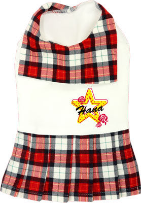 【犬服 犬 服 犬の服 名入れ】愛犬のお名前入り チェックセーラー ワンピース【ドッグウェア セーラー服 襟 チワワ ダックス トイプードル かわいい シーズー タムベディ】(H/)