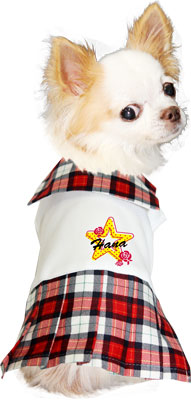 【犬服 犬 服 犬の服 名入れ】愛犬のお名前入り チェックセーラー ワンピース【ドッグウェア セーラー服 襟 チワワ ダックス トイプードル かわいい シーズー タムベディ】(H/)