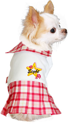 【犬服 犬 服 犬の服 名入れ】愛犬のお名前入り チェックセーラー ワンピース【ドッグウェア セーラー服 襟 チワワ ダックス トイプードル かわいい シーズー タムベディ】(H/)