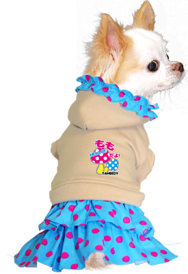 【犬服 犬 服 犬の服 名入れ】愛犬のお名前入り プリティきのこ ワンピース【ドッグウェア 水玉 ドット 女の子 ダックス トイプードル チワワ かわいい ヨーキー タムベディ】(L/)