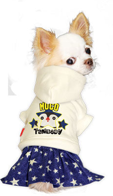 【犬服 犬 服 犬の服 名入れ】愛犬のお名前入り ハローぺんぺん ワンピース【ドッグウェア 動物 星柄 女の子 チワワ ダックス トイプードル かわいい シーズー タムベディ】(H/)