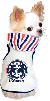 【犬 夏服 犬の服 名入れ 春服用】ひんやり 接触冷感素材 クール 愛犬のお名前入り サマーボーダー パーカー 【ドッグウェア ペット チワワ ダックス トイプードル おしゃれ タムベディ】(O/B/T/H/)