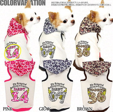 【犬服 犬 服 秋冬 犬の服 名入れ】愛犬のお名前入り レオパードパーティ【ドッグウェア 背番号 ヒョウ柄 チワワ ダックス トイプードル おしゃれ ポメラニアン タムベディ】(O/3/T/H/)