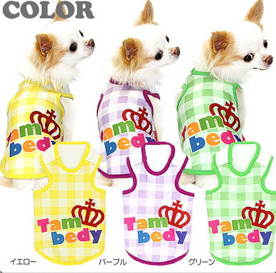 【犬服 犬 服 犬の服】チェッククラウンタムベディ タンクトップ(3D)【ドッグウェア ペット パステル ダックス トイプードル チワワ かわいい ポメラニアン】