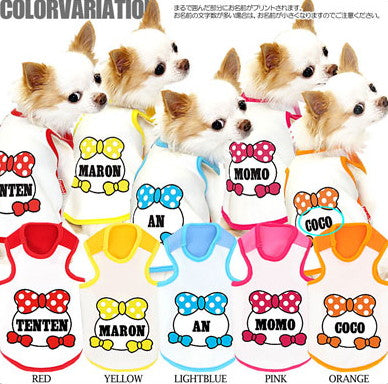 【犬服 犬 服 犬の服 秋服 冬服用 名入れ】愛犬のお名前入り ポップリボン タンクトップ【ドッグウェア 水玉 パピー チワワ ダックス トイプードル おしゃれ ポメラニアン タムベディ】(O/3/T/H/)