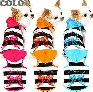 【犬服 犬 服 犬の服】クールリボン パーカー【ドッグウェア ボーダー 寒さ対策 チワワ ダックス トイプードル タムベディ かわいい ヨーキー】