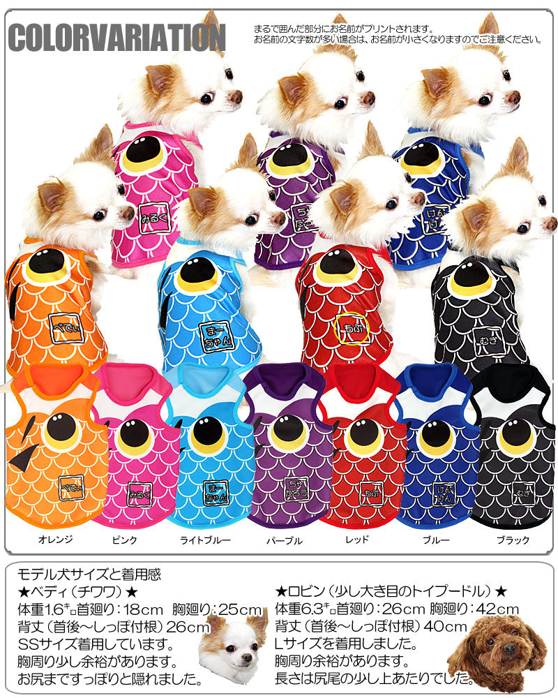 【犬服 犬 服 犬の服 春秋服 冬服用名入れ】愛犬のお名前入り 七色こいのぼり タンクトップ【ドッグウェア 端午 タイニー ダックス トイプードル チワワ おしゃれ 柴犬 タムベディ】(S/3/N/H/)