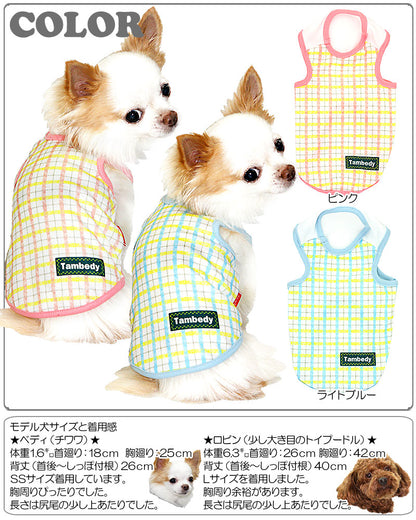 【犬服 犬 服 犬の服】パステルチェック タンクトップ【ドッグウェア トイプードル チワワ ダックス かわいい シュナウザー タムベディ】