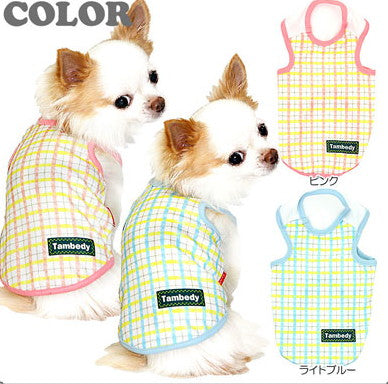 【犬服 犬 服 犬の服】パステルチェック タンクトップ【ドッグウェア トイプードル チワワ ダックス かわいい シュナウザー タムベディ】