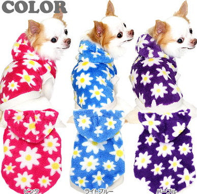 【犬服 犬 服 秋冬 犬の服】ホワイトフラワー マイヤーパーカー【ドッグウェア フリース】[GI]