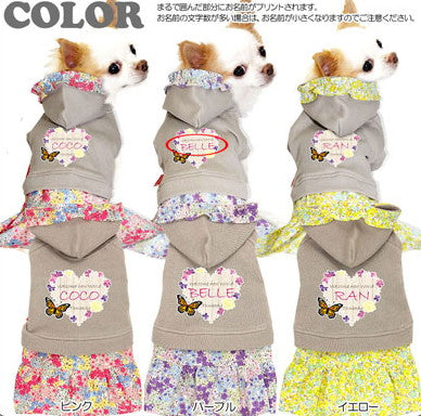 【犬服 犬 服 犬の服 名入れ】愛犬のお名前入り スプリングバタフライ ワンピース【ドッグウェア ハート 小花柄 女の子 ダックス トイプードル チワワ おしゃれ ポメラニアン タムベディ】[GI](L/)