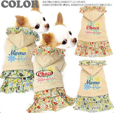 【犬服 犬 服 犬の服 名入れ】愛犬のお名前入り ナチュラルガール ワンピース【ドッグウェア お花 小花柄 女の子 トイプードル チワワ ダックス おしゃれ ヨーキー タムベディ】(L/)[GI]