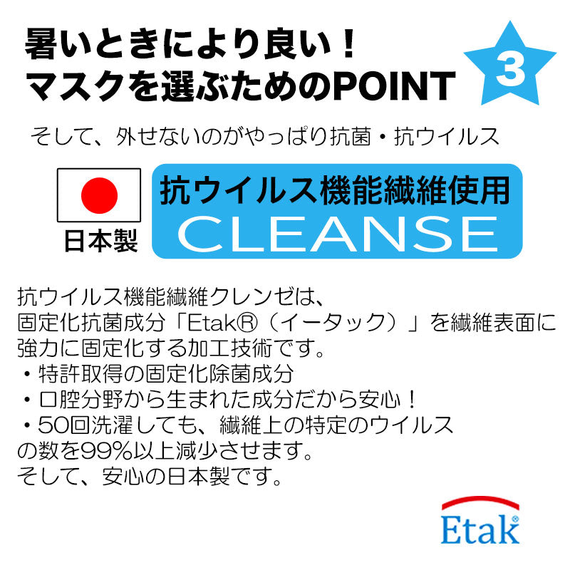 布マスク 抗菌・抗ウイルス クレンゼ【蒸れにくい 吸放湿 UV機能 涼しい 洗える洗濯可能 大人 子供 日本製 繰り返し】