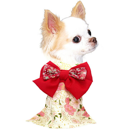 【着物 犬 服 犬の服 秋服 冬服用】艶やか晴れ着 伊織(いおり)《名入れ可能》《コサージュ別売》【和柄 正月 年賀状 初詣 花柄 日本製ドッグ ペット ウェア ダックス トイプードル チワワ タムベディ】