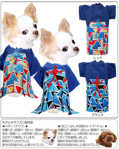 【犬 着物 犬の服】男振り袴(はかま)神雲《名入れ可能》【男の子 ドッグウェア ペット 正月 七五三 ダックス トイプードル チワワ タムベディ かっこいい ポメラニアン 着せやすい】[GI]
