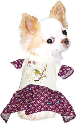 【犬服 犬 服 秋冬 犬の服 名入れ】愛犬のお名前入り 花鳥風月ワンピース【ドッグウェア ペット 和柄 袖 目白 梅 桜 トイプードル チワワ ダックス おしゃれ ヨークシャー タムベディ】(H/)