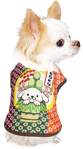 【犬服 犬 服 秋冬 犬の服 名入れ】愛犬のお名前入り 門松わんこ シャツ【ドッグウェア 年賀状 子年 新年 祝 お正月 チワワ ダックス トイプードル おもしろい マルチーズ タムベディ】(S/3/N/H/)