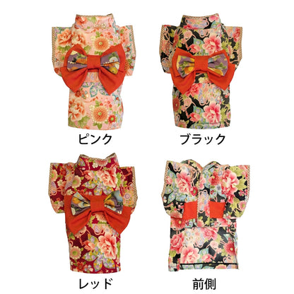 【犬服 着物 犬 服 犬の服 秋服 冬服用】艶やか晴れ着 華恋(かれん)《名入れ可能》《コサージュ別売》【日本製 和柄 正月 年賀状 初詣 花柄 ドッグ ペット ウェア ダックス トイプードル チワワ タムベディ セール】