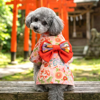 【犬服 着物 犬 服 犬の服 秋服 冬服用】艶やか晴れ着 華恋(かれん)《名入れ可能》《コサージュ別売》【日本製 和柄 正月 年賀状 初詣 花柄 ドッグ ペット ウェア ダックス トイプードル チワワ タムベディ セール】