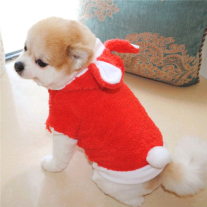 【犬服 犬 服 犬の服】かわいい耳としっぽのモコモコパーカー【ドッグウェア ペット フリース マイヤー ボア アウトレット ダックス トイプードル チワワ タムベディ ポメラニアン】[CN]