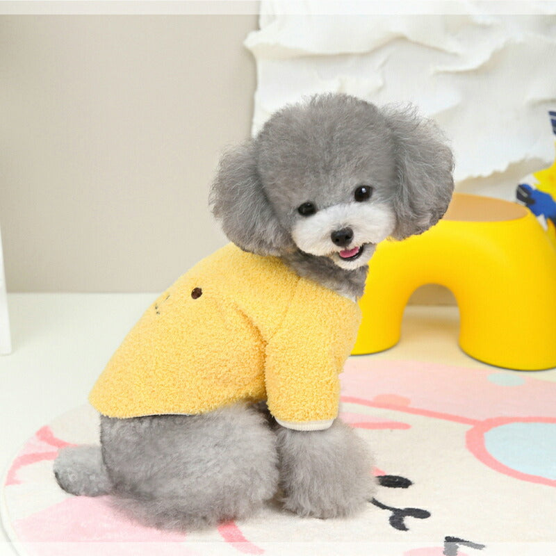 【犬服 犬 服 犬の服 秋服 冬服用】かわいいお顔のボアシャツ【前開き 袖ありモコモコ寒さ対策ドッグ ペット ウェア ダックス トイプードル チワワ タムベディかわいい シーズー】[CN]