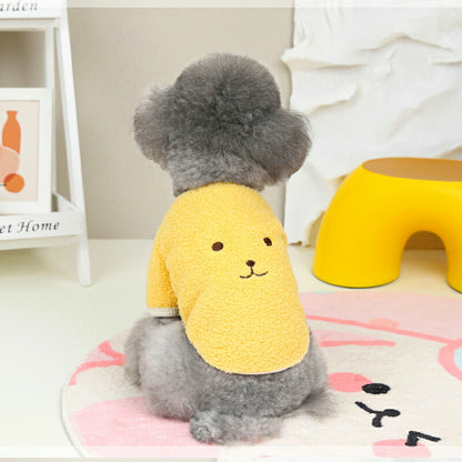 【犬服 犬 服 犬の服 秋服 冬服用】かわいいお顔のボアシャツ【前開き 袖ありモコモコ寒さ対策ドッグ ペット ウェア ダックス トイプードル チワワ タムベディかわいい シーズー】[CN]