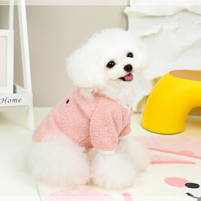 【犬服 犬 服 犬の服 秋服 冬服用】かわいいお顔のボアシャツ【前開き 袖ありモコモコ寒さ対策ドッグ ペット ウェア ダックス トイプードル チワワ タムベディかわいい シーズー】[CN]