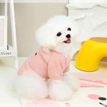 【犬服 犬 服 犬の服 秋服 冬服用】かわいいお顔のボアシャツ【前開き 袖ありモコモコ寒さ対策ドッグ ペット ウェア ダックス トイプードル チワワ タムベディかわいい シーズー】[CN]
