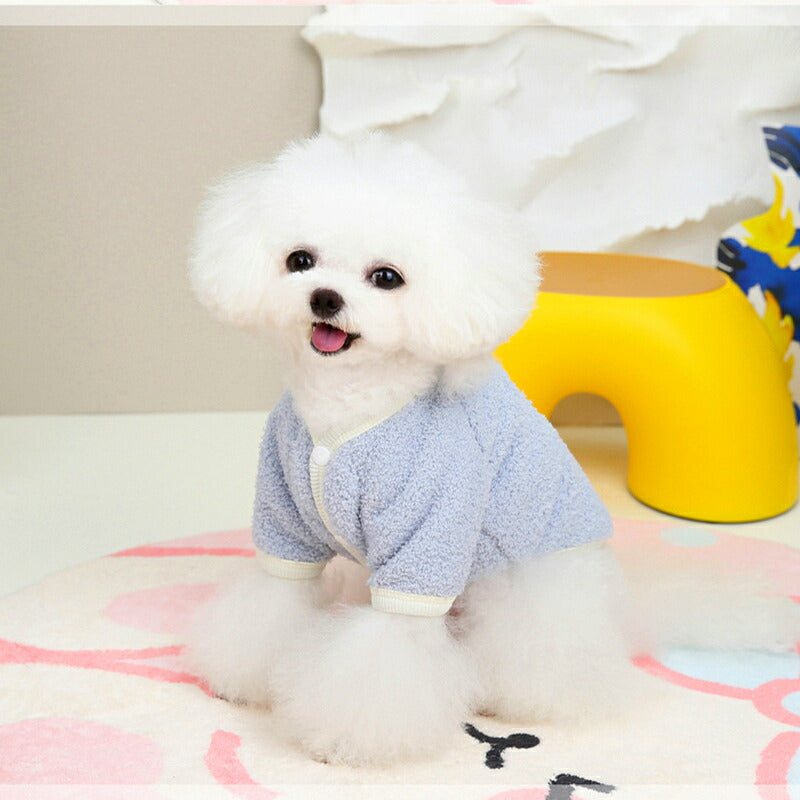 【犬服 犬 服 犬の服 秋服 冬服用】かわいいお顔のボアシャツ【前開き 袖ありモコモコ寒さ対策ドッグ ペット ウェア ダックス トイプードル チワワ タムベディかわいい シーズー】[CN]