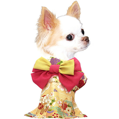 【着物 犬 服 犬の服 秋服 冬服用】艶やか晴れ着 茅乃(かやの)《名入れ可能》《コサージュ別売》【和柄 正月 年賀状 初詣 花柄 日本製ドッグ ペット ウェア ダックス トイプードル チワワ タムベディ マルチーズ】