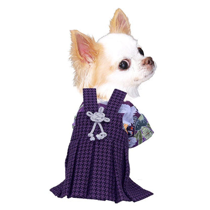 【犬服 犬 服 犬の服 秋服 冬服用 着物】男振り袴(はかま)慶至(けいじ)《名入れ可能》【晴れ着 鶴 千鳥格子 正月 年賀状 七五三 男の子 ドッグ ペット ウェア トイプードル チワワ タムベディ】