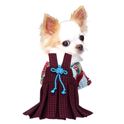 【犬服 犬 服 犬の服 秋服 冬服用 着物】男振り袴(はかま)慶至(けいじ)《名入れ可能》【晴れ着 鶴 千鳥格子 正月 年賀状 七五三 男の子 ドッグ ペット ウェア トイプードル チワワ タムベディ】