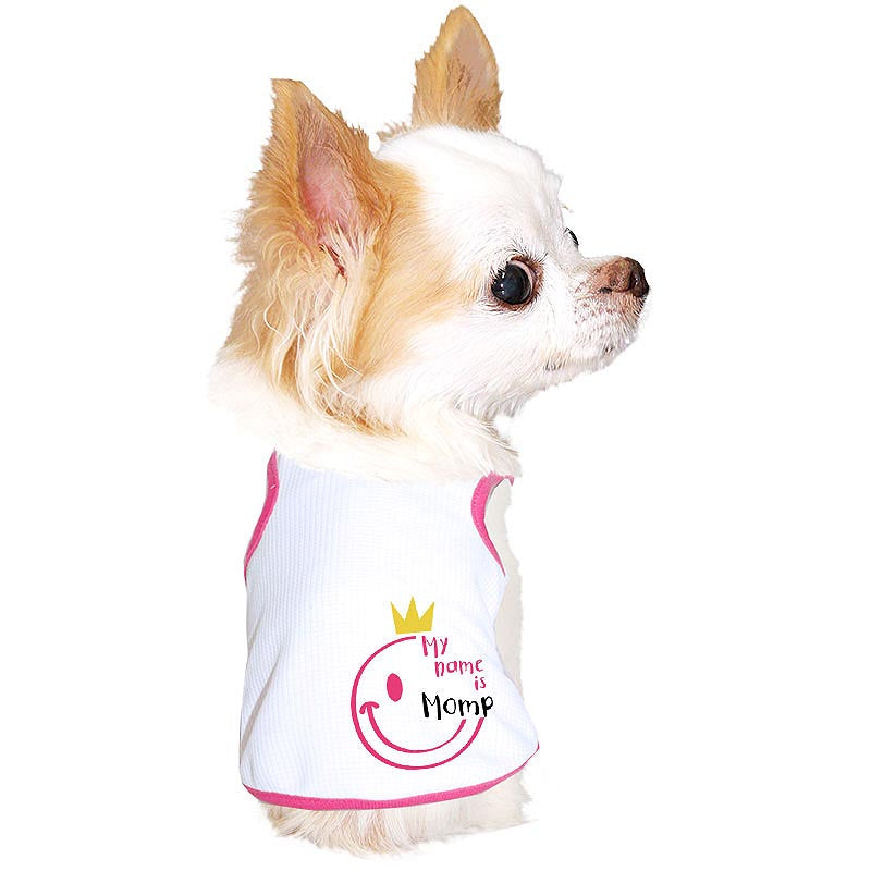 【犬服 犬 服 犬の服 名入れ 春夏服用】愛犬のお名前入り 接触冷感素材クール キングスマイル タンクトップ【ひんやり ニコちゃん ドッグ ペット ウェア トイプードル チワワ タムベディ】(O/B/T/H/)