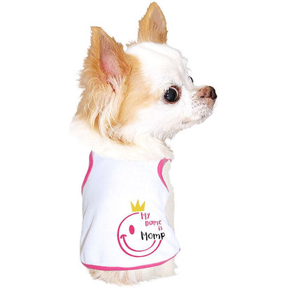 【犬服 犬 服 犬の服 名入れ 春夏服用】愛犬のお名前入り 接触冷感素材クール キングスマイル タンクトップ【ひんやり ニコちゃん ドッグ ペット ウェア トイプードル チワワ タムベディ】(O/B/T/H/)