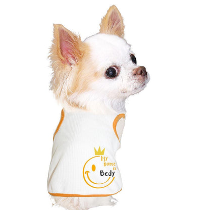 【犬服 犬 服 犬の服 名入れ 春夏服用】愛犬のお名前入り 接触冷感素材クール キングスマイル タンクトップ【ひんやり ニコちゃん ドッグ ペット ウェア トイプードル チワワ タムベディ】(O/B/T/H/)