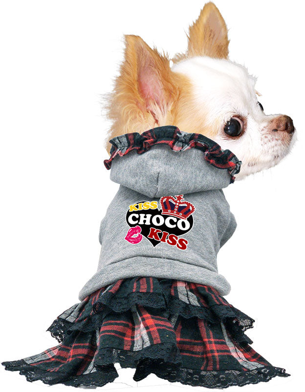【犬服 犬 服 犬の服 名入れ 秋服 冬服用】愛犬のお名前入り キスミーワンピース【２段フリル 人気ナンバーワンドッグ ペット ウェア ダックス トイプードル チワワ タムベディ キュート 】(L/)