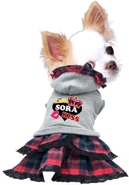 【犬服 犬 服 犬の服 名入れ 秋服 冬服用】愛犬のお名前入り キスミーワンピース【２段フリル 人気ナンバーワンドッグ ペット ウェア ダックス トイプードル チワワ タムベディ キュート 】(L/)