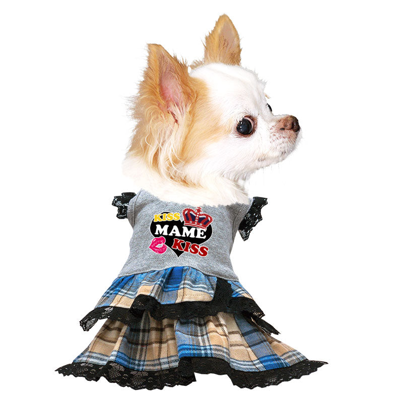 【犬服 犬 服 犬の服 名入れ 秋服 冬服用】愛犬のお名前入り キスミーワンピース【２段フリル 人気ナンバーワンドッグ ペット ウェア ダックス トイプードル チワワ タムベディ キュート 】(L/)