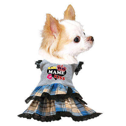 【犬服 犬 服 犬の服 名入れ 秋服 冬服用】愛犬のお名前入り キスミーワンピース【２段フリル 人気ナンバーワンドッグ ペット ウェア ダックス トイプードル チワワ タムベディ キュート 】(L/)