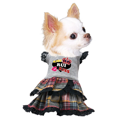 【犬服 犬 服 犬の服 名入れ 秋服 冬服用】愛犬のお名前入り キスミーワンピース【２段フリル 人気ナンバーワンドッグ ペット ウェア ダックス トイプードル チワワ タムベディ キュート 】(L/)